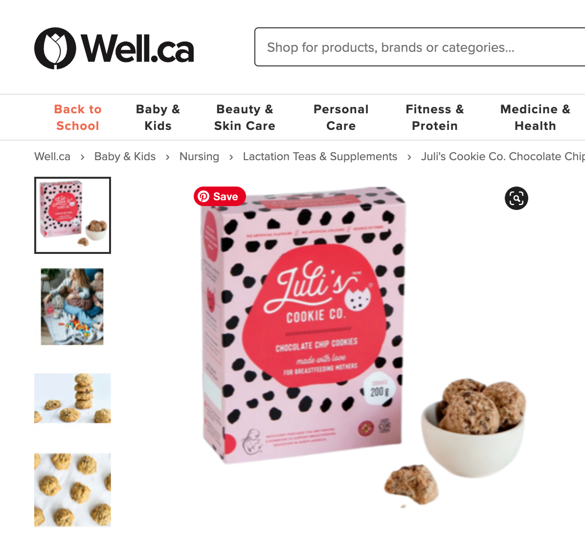 Excited to have our lactation cookies sold at Canadian retailer Well.ca!